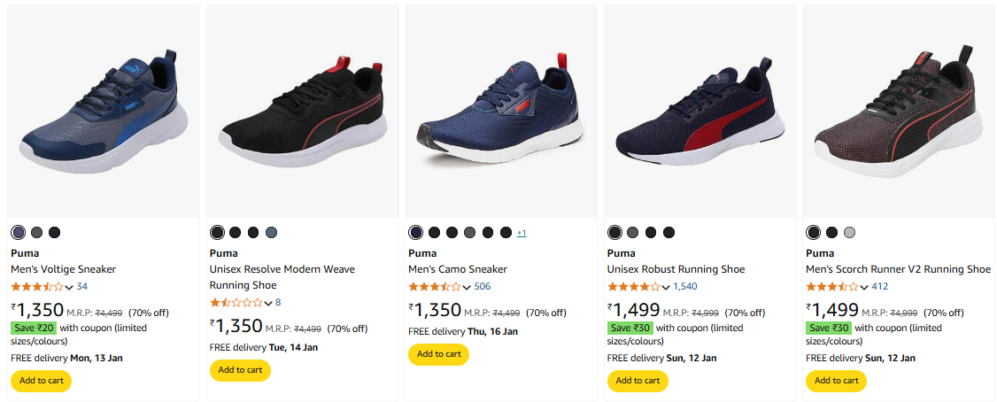 Image of Puma Men's Shoes minimum 70% Discount