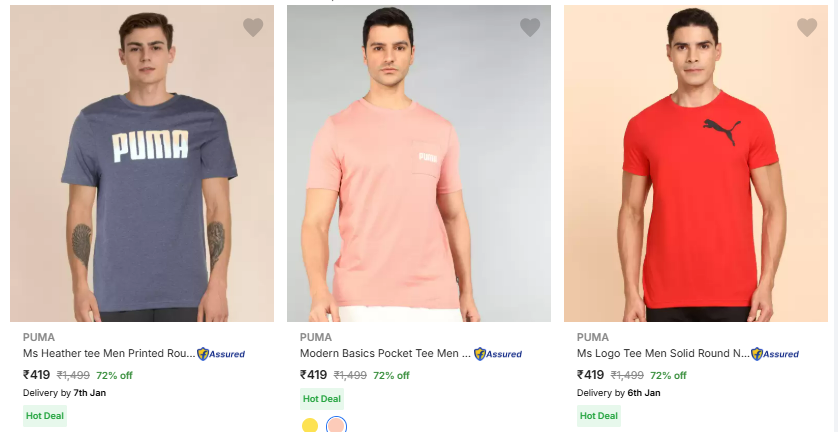 Image of Puma Men's T-shirts minimum 72% Discount