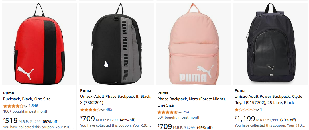 Image of Puma Unisex Bag pack up to 70% Discount @ #Amazon 