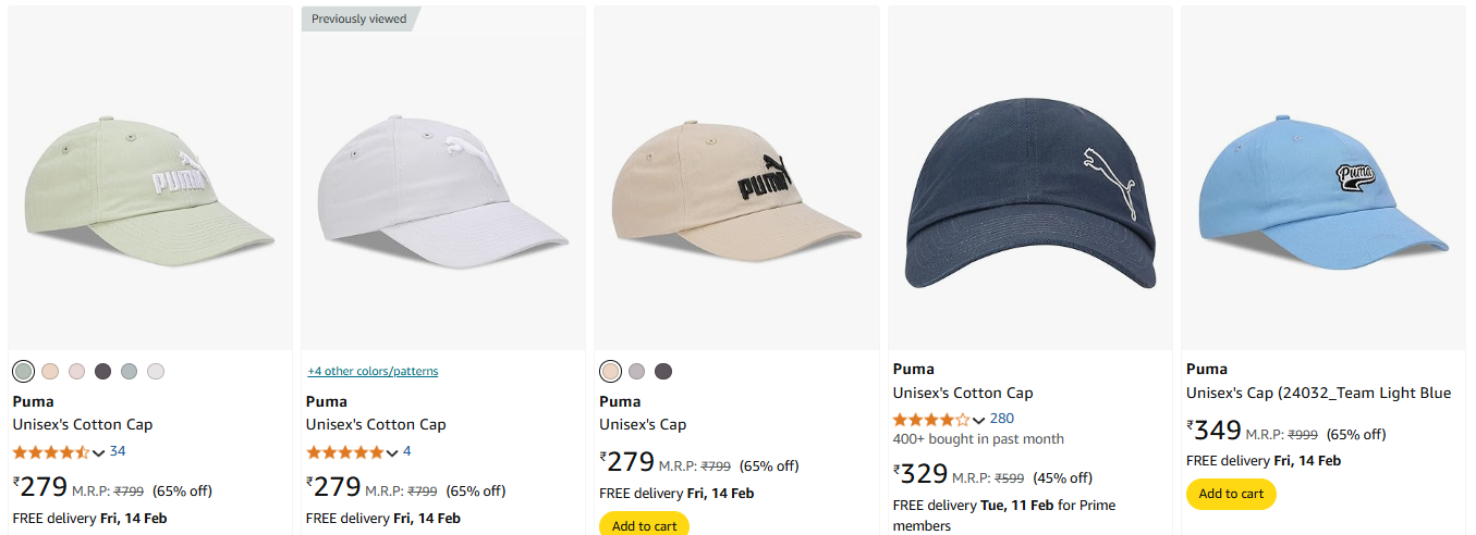 Image of Puma Unisex Cotton Caps Starting at ₹279