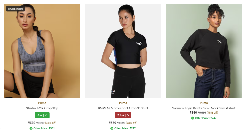 Image of Puma Women Fashion Clothes Minimum 70% Discount