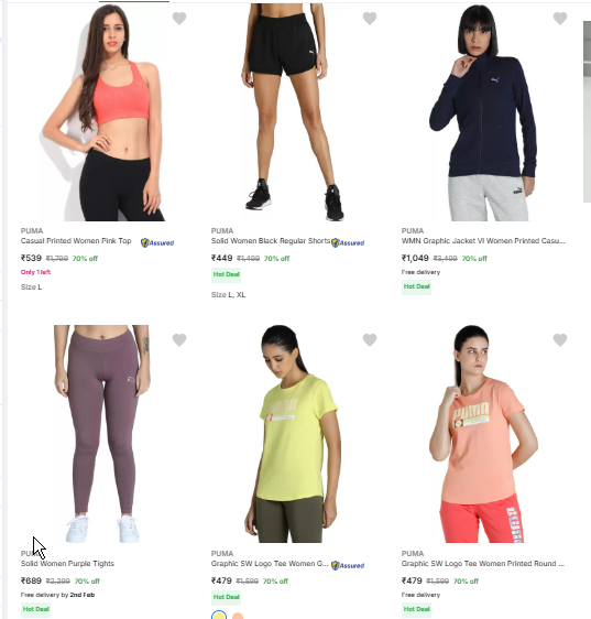 Image of Puma Women Fashion Clothing Minimum 70% Discount