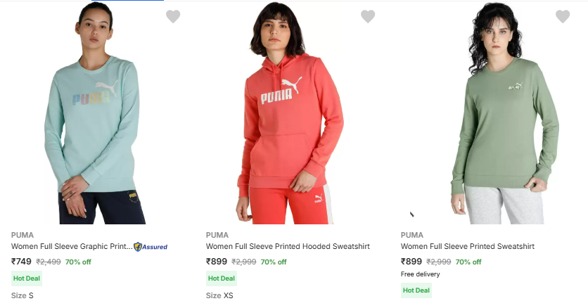 Image of Puma Women Fashion Sweatshirt Starts Price @ ₹749