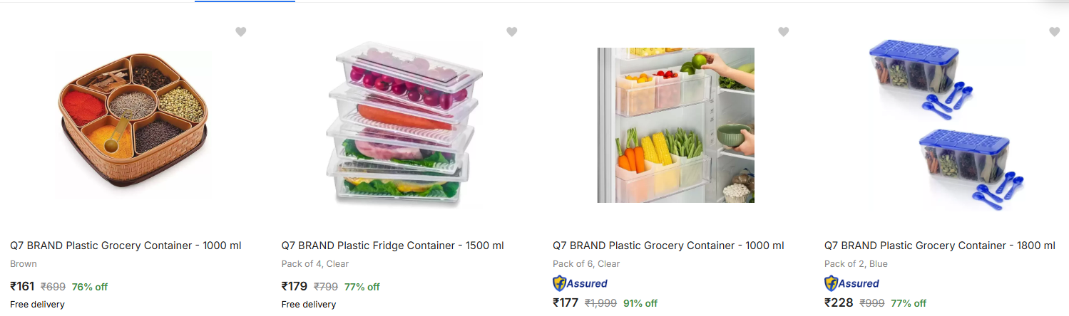 Image of Q7 BRAND Plastic Grocery Container Starting at ₹161