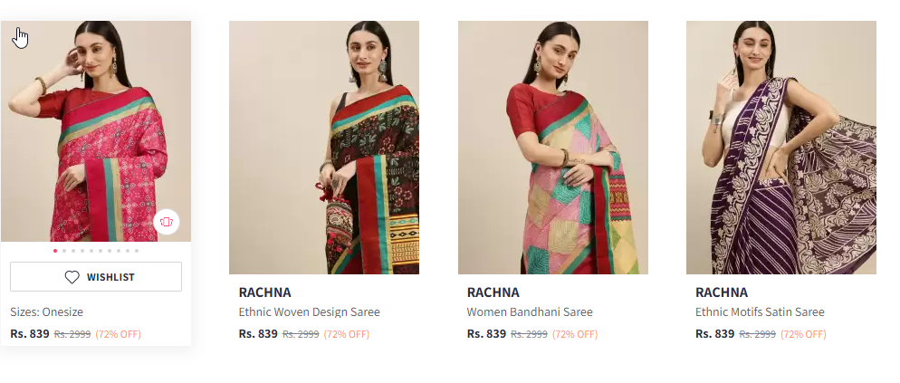 Image of RACHNA Printed Manipuri Silk Saree with Blouse Starting At @₹629