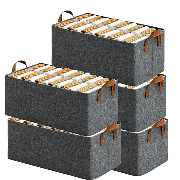 Image of RENVA Collapsible Fabric Storage Cubes Organizer with Handles Foldable Storage