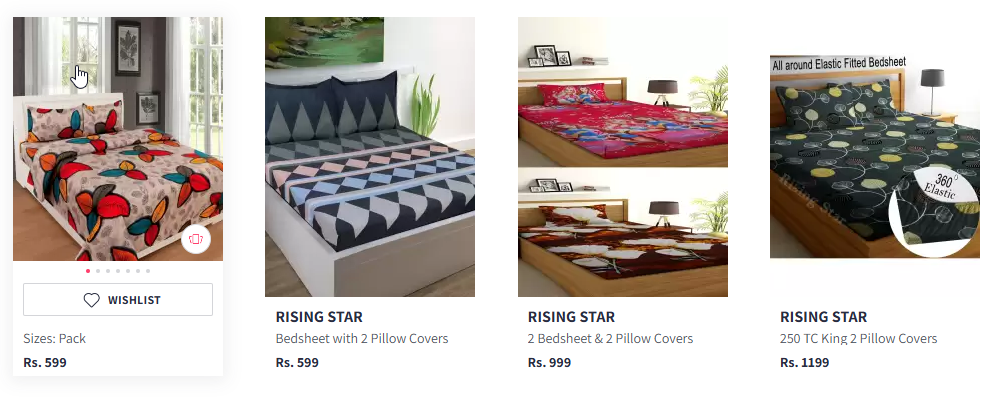 Image of RISING STAR Floral King Bedsheet with 2 Pillow Covers. Starting At @₹599