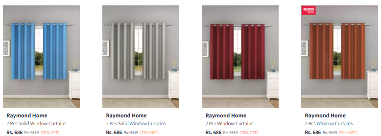 Image of Raymond Home 2 Pcs Solid Window Curtains Starting at ₹686