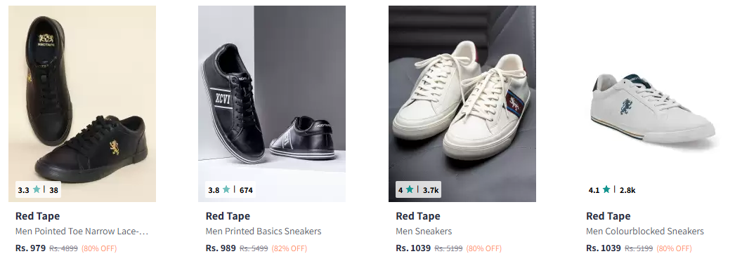 Image of Red Tape Sneakers For Men minimum 80% Discount