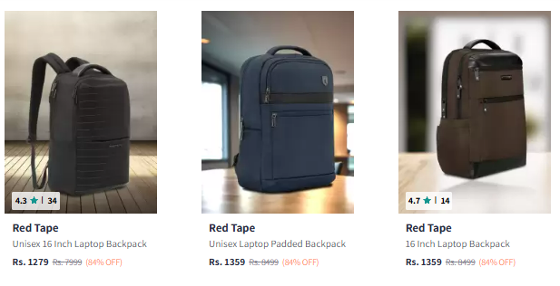 Image of Red Tape Unisex 16 Inch Laptop Backpack up to 84% Discount 