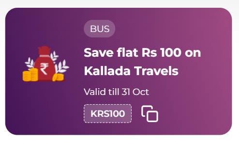 Image of RedBus Coupon: Save Extra ₹100 on Kallada Travels Bus Tickets 