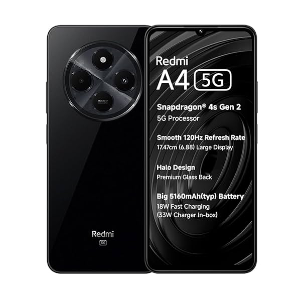 Image of Redmi A4 5G (Starry Black, 4GB RAM, 128GB Storage)