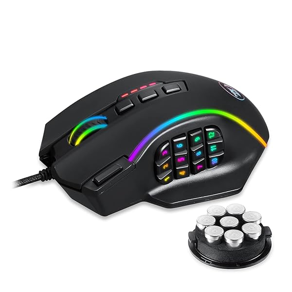 Image of Redragon M901 Gaming USB Mouse RGB Backlit MMO 19 Macro Programmable Buttons with Weight Tuning Set