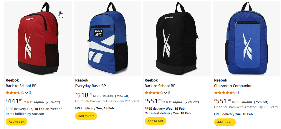 Image of Reebok Back to School BP Starting Price @₹441