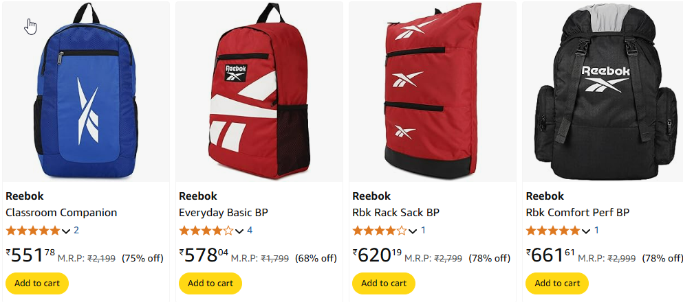 Image of Reebok Classroom Companion Backpack Starting Price @₹551