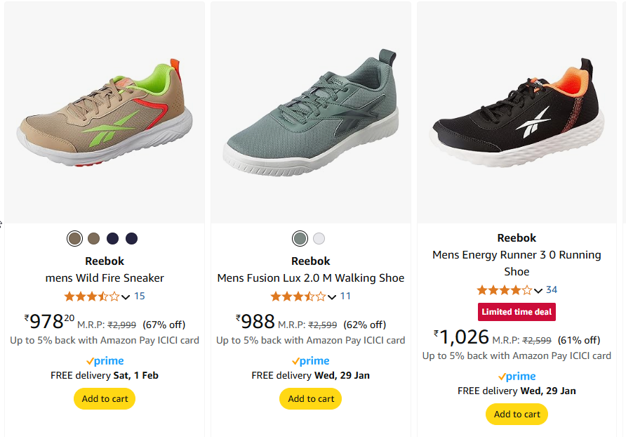 Image of Reebok Men Shoes Minimum 60% Discount 