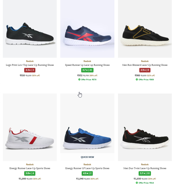 Image of Reebok Men's Shoes Minimum 60% Discount