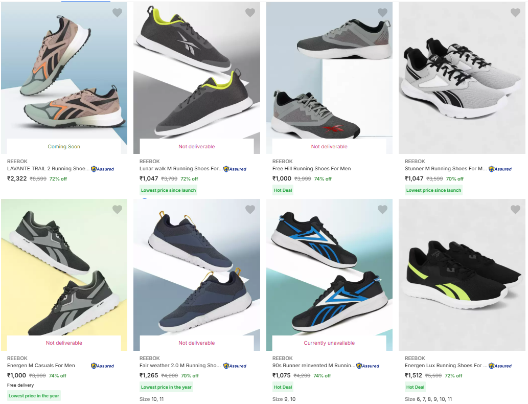 Image of Reebok Men’s Sports Shoes Minimum 70% Discount