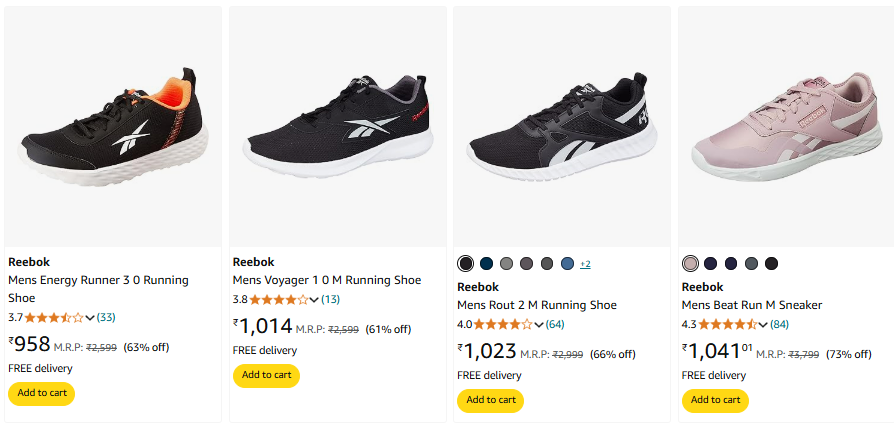 Image of Reebok Mens Running Shoe up to 73% Discount