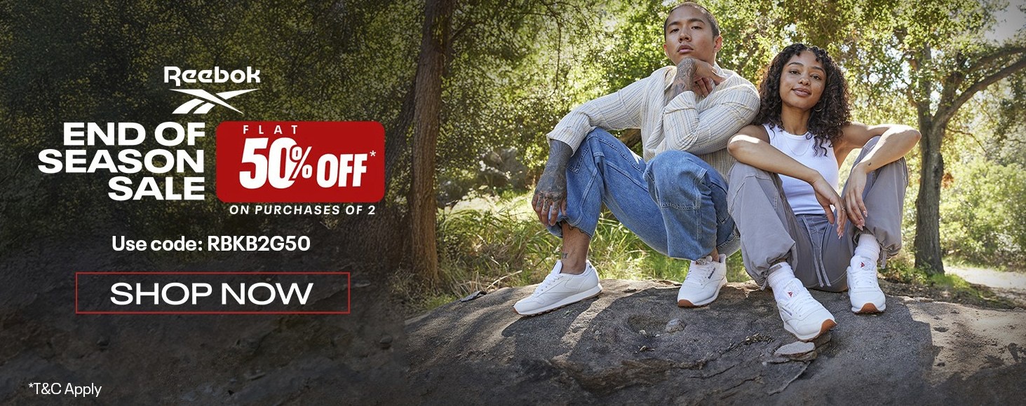 Image of Reebok Offer : Flat 50% Off on Purchase of 2