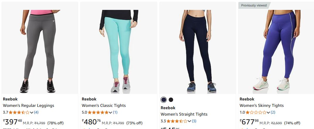 Image of Reebok Women's Regular Leggings Minimum 72% Discount 