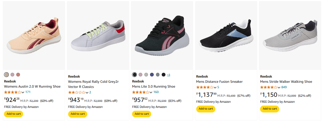 Image of Reebok Women's Shoes upto 83% Discount