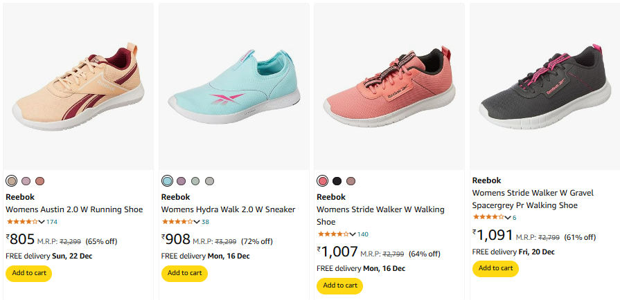 Image of Reebok Womens Walking Shoe up to 72% Discount