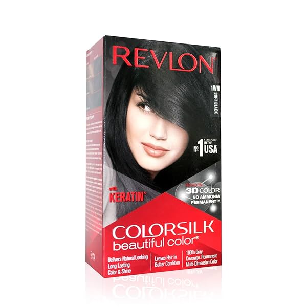 Image of Revlon ColorSilk Permanent Hair Color for Women Soft Black 