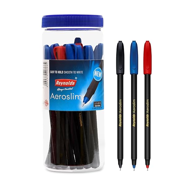 Image of Reynolds AEROSLIM Ball Pen SET - 25 PENS (15 BLUE, 5 Black, 5 Red) | 