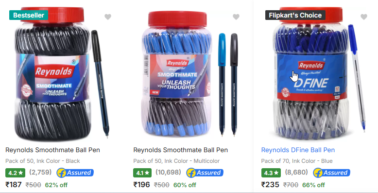 Image of Reynolds Ball Pens Upto 66% Discount