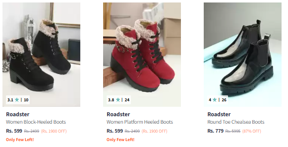 Image of Roadster Brand Boots For Women's @ Starting ₹599