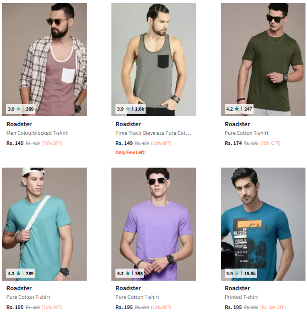 Image of Roadster Brand Men's Clothing @ Minimum 70% Discount