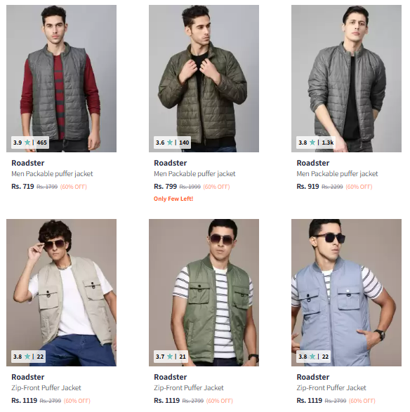 Image of Roadster Brand Men's Jacket @ Flat 60% Discount