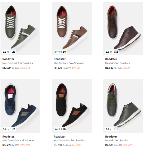 Image of Roadster Brand Men's Sneaker @ Minimum 80% Discount