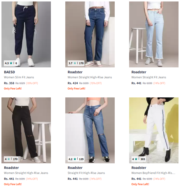 Image of Roadster Brand Women Jeans @ Minimum 70% Discount