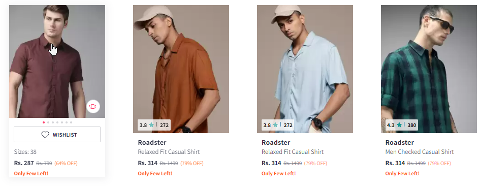 Image of Roadster Casual Shirts for Men Starting at ₹287