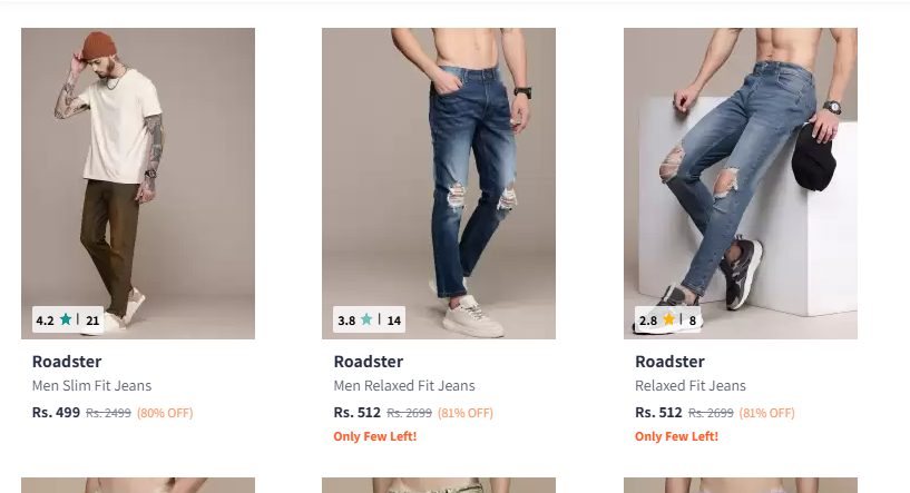 Image of Roadster Jeans For Men Min. 80% Discount