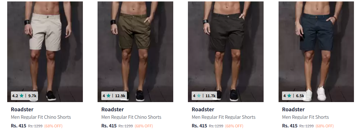 Image of Roadster Men Beige Shorts Starts Price @ ₹415