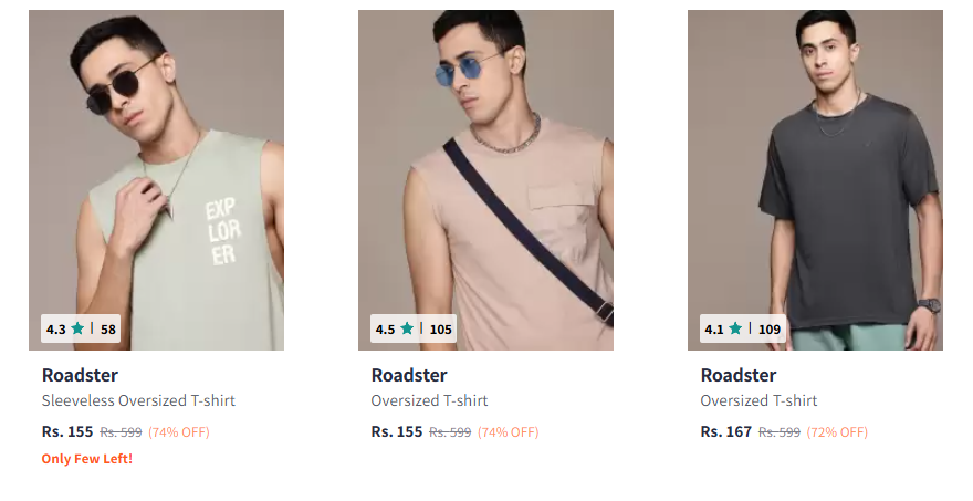 Image of Roadster Men Fashion Starts @ ₹155