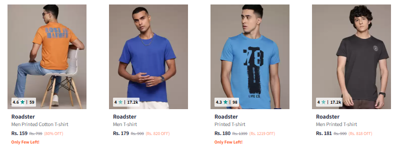 Image of Roadster Men Fashion T-shirt Starting @ ₹179