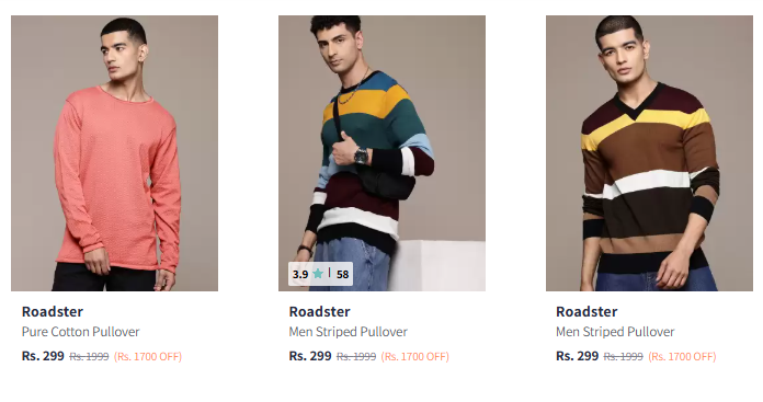 Image of Roadster Men Fashion T-shirt Starting @ ₹299