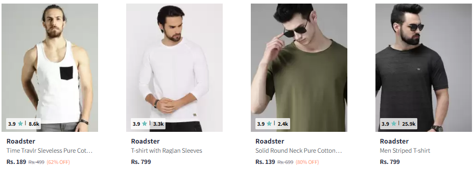 Image of Roadster Men Sleveless T-shirt starting at ₹189 @ #Myntra 