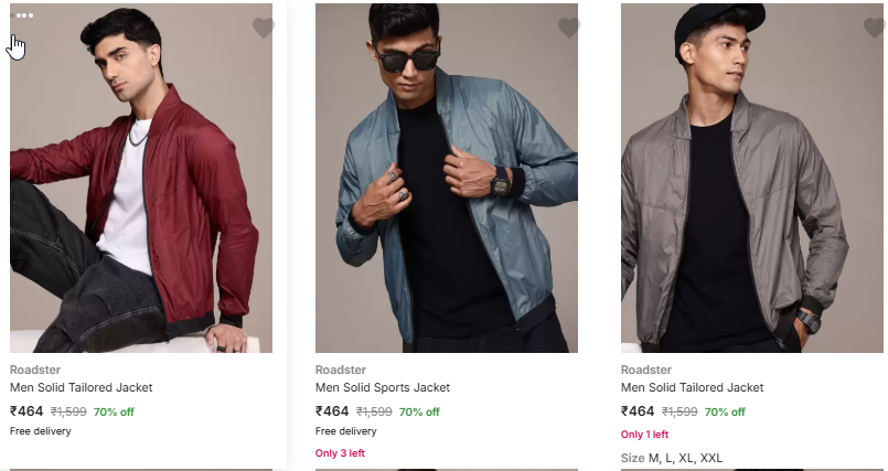 Image of Roadster Men Solid Tailored Jacket Starting Price @ ₹464