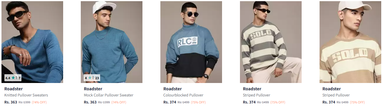 Image of Roadster Men Sweaters Collections up to 75% Discount