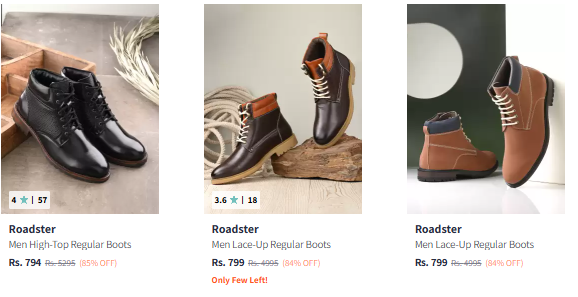 Image of Roadster Men Textured High-Top Regular Boots Starting @ ₹794