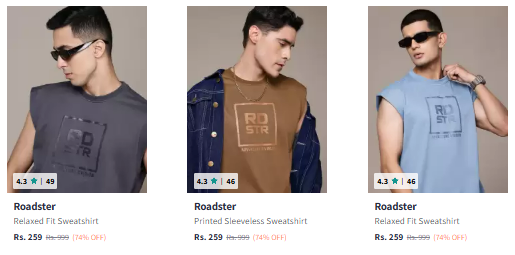 Image of Roadster Men's Sweatshirts @ Starting ₹259