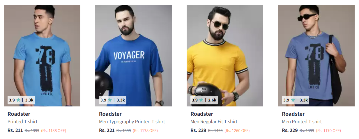 Image of Roadster Men's T-shirt Starts @ ₹211