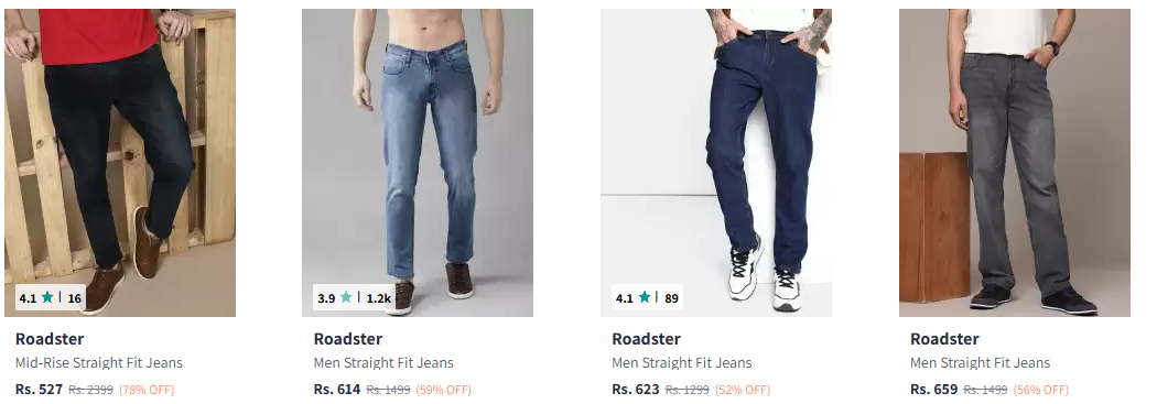 Image of Roadster Straight fit Men's jeans Starting at ₹527