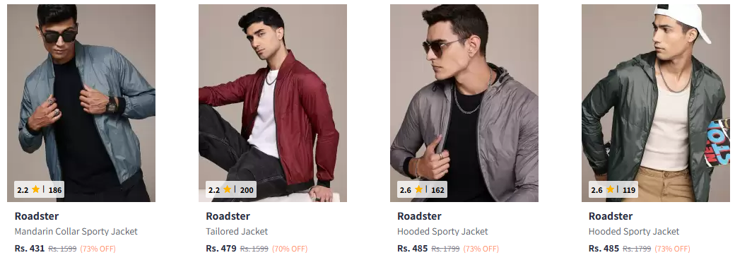 Image of Roadster The Life Co. Mandarin Jacket up to 76% Discount 