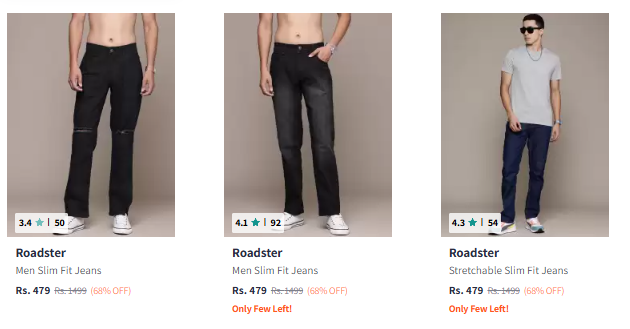 Image of Roadster The Lifestyle Co. Men Slim Fit Jeans Starting Price @ ₹479